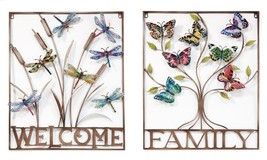 Square Wall Decor Piece - Metal Hanging Choice of Dragonfly or Butterfly 29" H