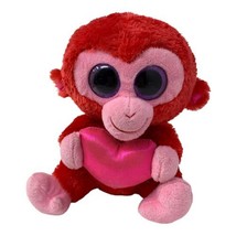 TY Beanie Boos Charming the Monkey 9" Red Pink Plush Holding Heart 2014, Tags - $9.89