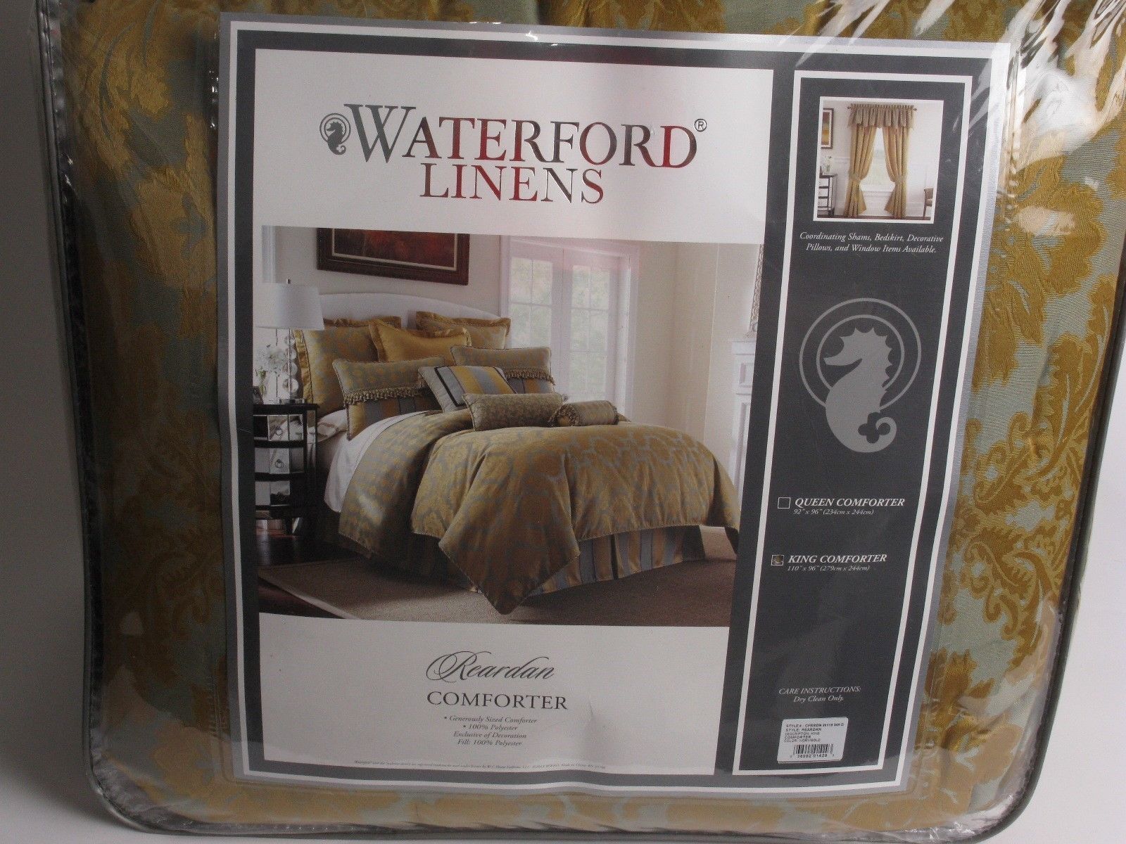 Waterford REARDAN Turquoise Gold 2P King Comforter Sham Set ...
