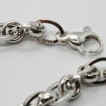 18K WHITE GOLD BRACELET ALTERNATE FINELY WORKED TWISTED BRAIDED OVAL ROLO LINK image 3
