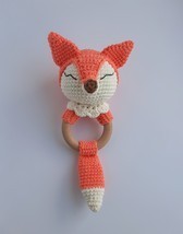 Rattle Fox on wooden ring - $19.00