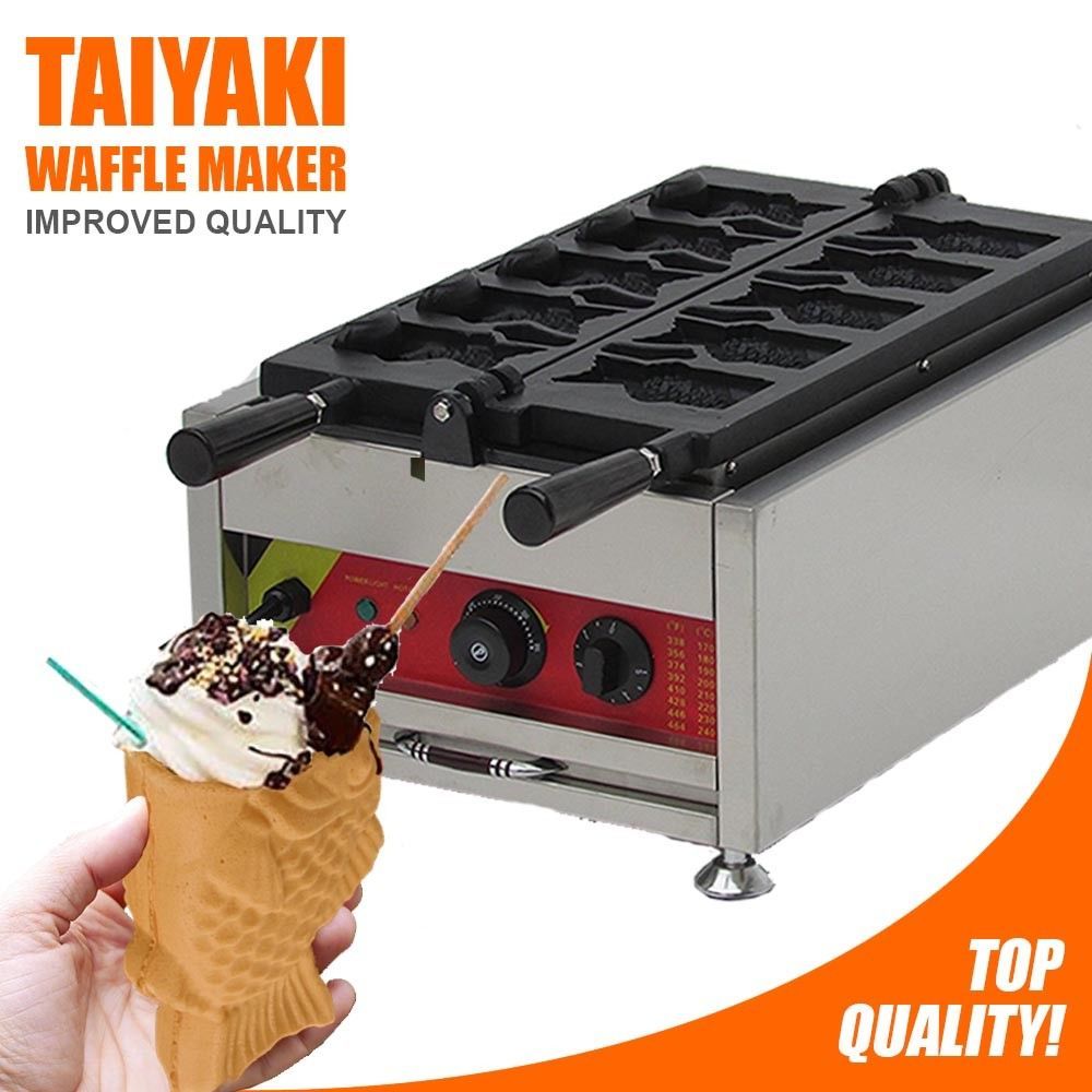 Ice Cream Fish Waffle Maker 110V Commercial Grade NonStick Digital Open Mouth Waffle Makers