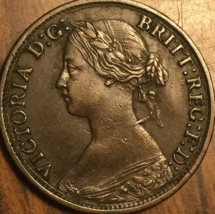 1865 UK GB GREAT BRITAIN FARTHING COIN - $19.04