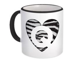 Monogram Letter Q : Gift Mug Zebra Letter Initial ABC Animal Heart - $15.90