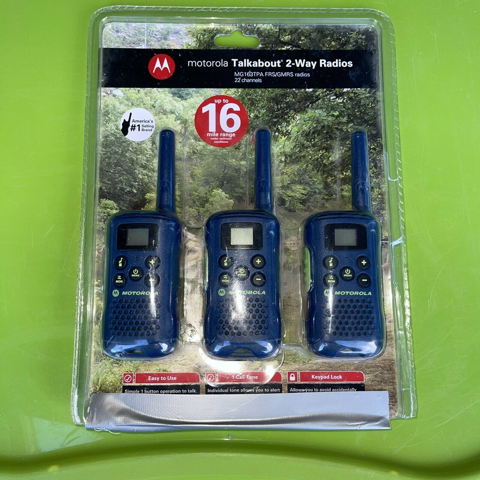 3pk Motorola GMRS/FRS 22Channel 2Way Radio, MG163TPA up to 16 miles