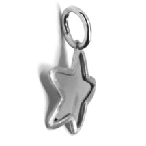 18K WHITE GOLD STAR PENDANT 14mm DIAMETER, FLAT CURVED SOLID, SMOOTH & SATIN image 2