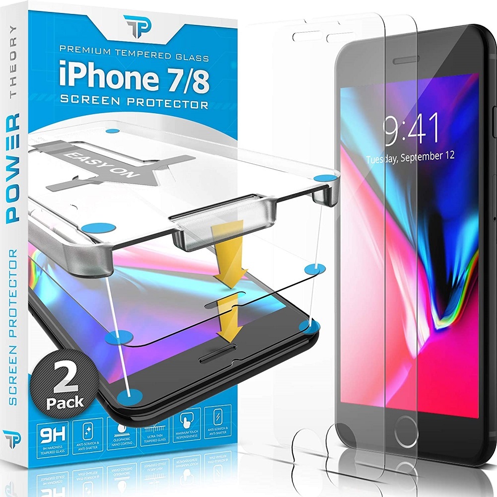 Power Theory iPhone 8 / iPhone 7 Glass Screen Protector [2-Pack]