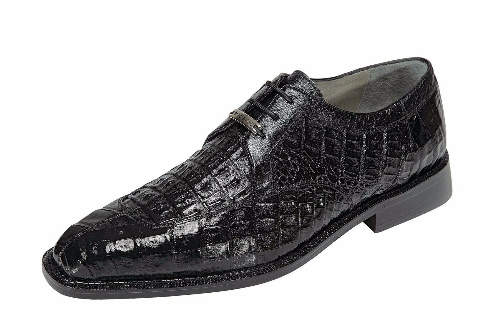 Men's Belvedere Dress Shoes Susa Genuine Crocodile Leather Black P32 ...