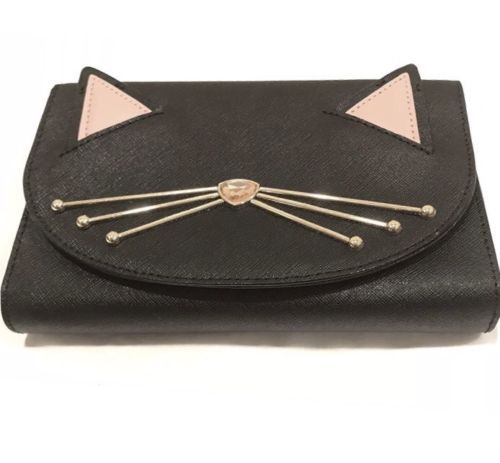 Kate Spade Winni Leather Cat Crossbody Bag in Black