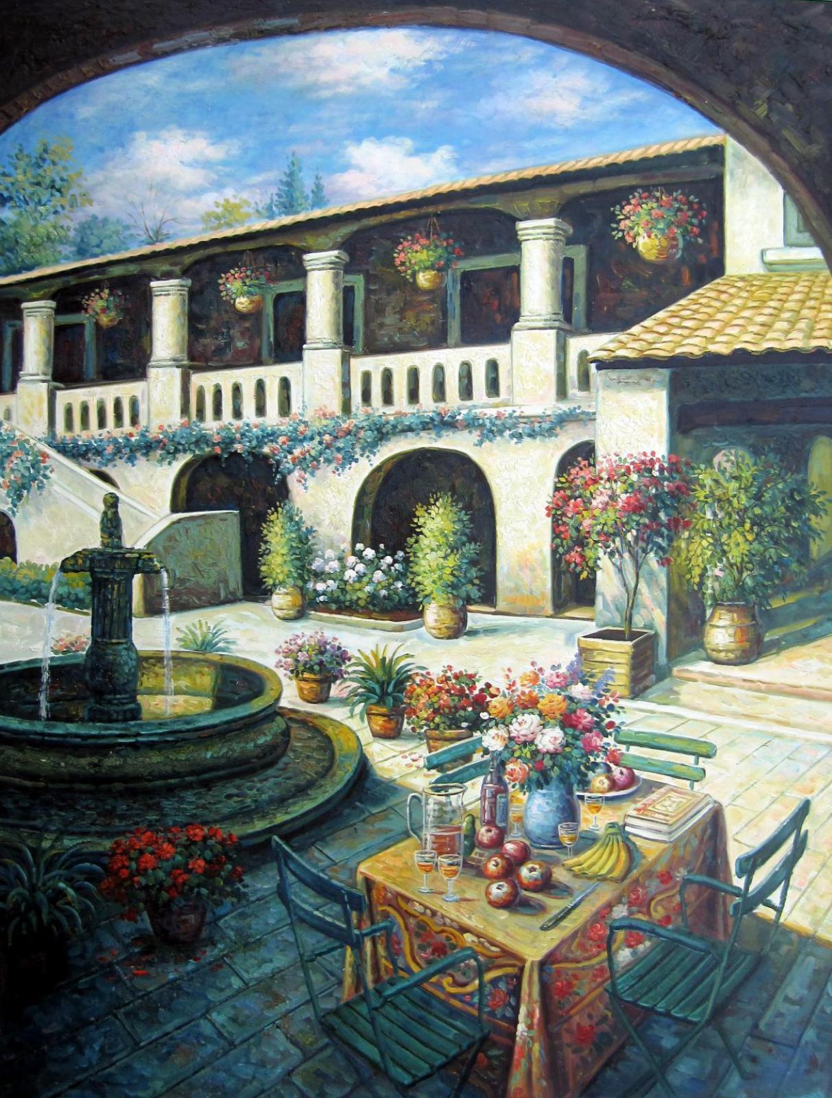 Patio 36x48 in. Oil Painting Canvas Art Wall Decor modern103 Paintings
