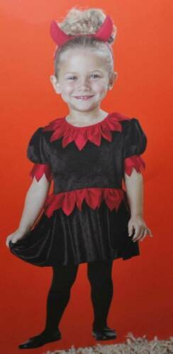 Totally Ghoul - Toddler girls devil black red dress & headband 2 pc halloween costume-12/18 mths