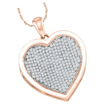 10k Rose Gold Womens Round Diamond Heart Love Fashion Pendant 1/2 Cttw - $578.00