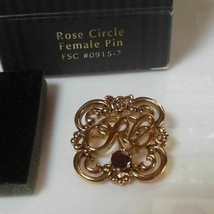 Vintage Avon President&#39;s Recognition Rose Circle Pin FSC #0915-7 - $14.99