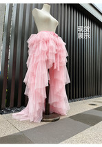 Women PINK High Low Layered Tulle Skirt Holiday Outfit Hi-lo Tiered Tulle Skirts image 3