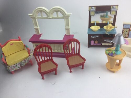 FISHER PRICE Loving Family Dollhouse GOLD BRASS-LOOKING FLOOR LAMP Living Room 