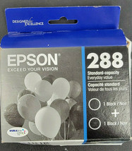 Epson 288 Black Standard Capacity Printer Ink Cartridges 2-Pack New in B... - $19.99