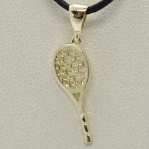 18K YELLOW GOLD TENNIS RACKET PENDANT, CHARM, 20 mm, 0.8 inches, MADE IN ITALY image 2