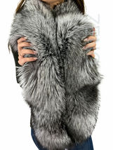 Natural Silver Fox Fur Boa 63' (160cm) Saga Furs Stole Collar Royal Scarf image 5