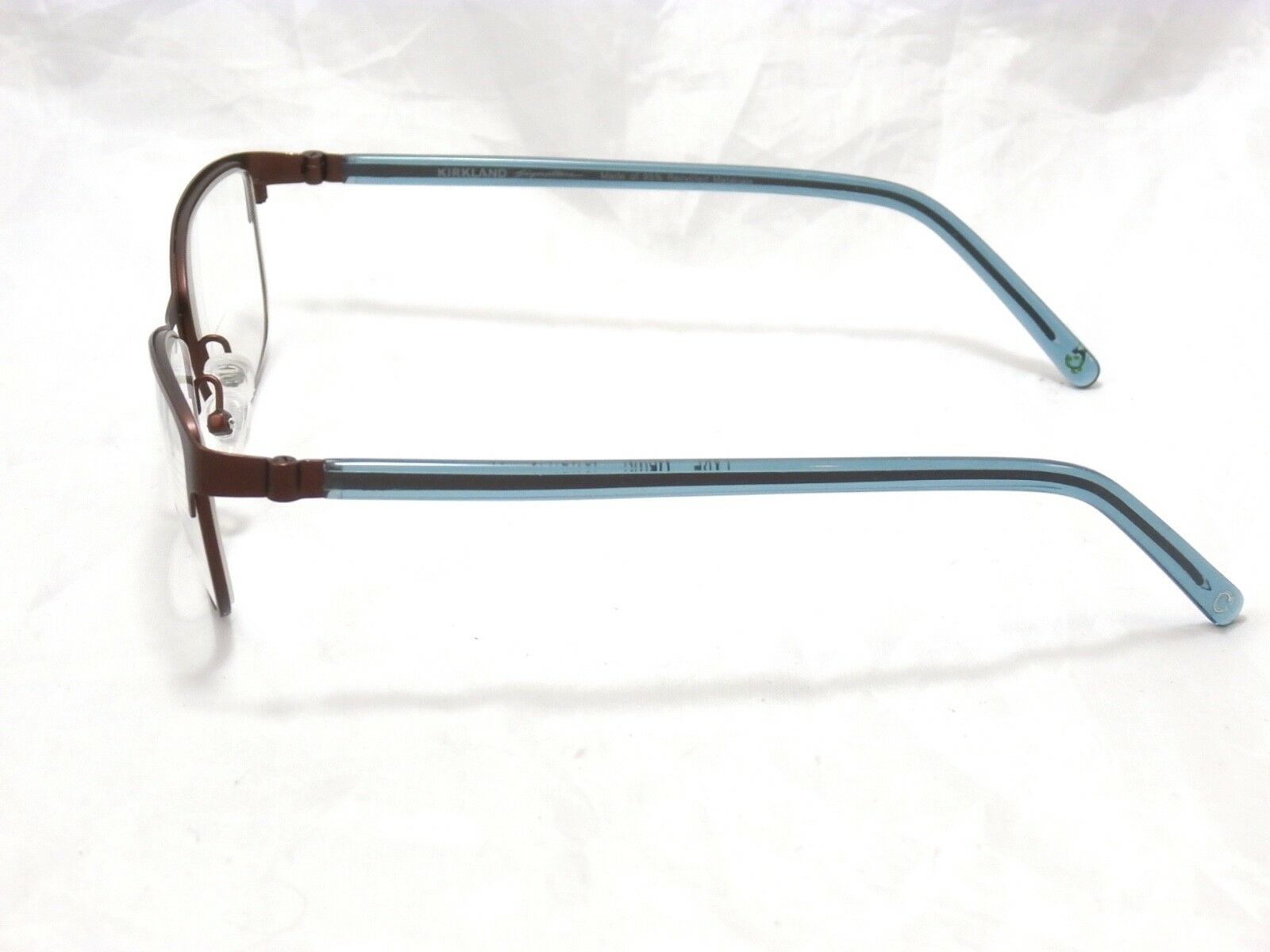 Kirkland Signature LAKE Women's Eyeglasses Frame MBWN Matte Brown Blue