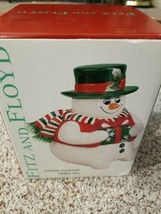  2003 FITZ &amp; FLOYD 6&quot; &quot;HOLIDAY SNOWMAN LIDDED BOX&quot; CHRISTMAS CANDY DISH,... - $14.01
