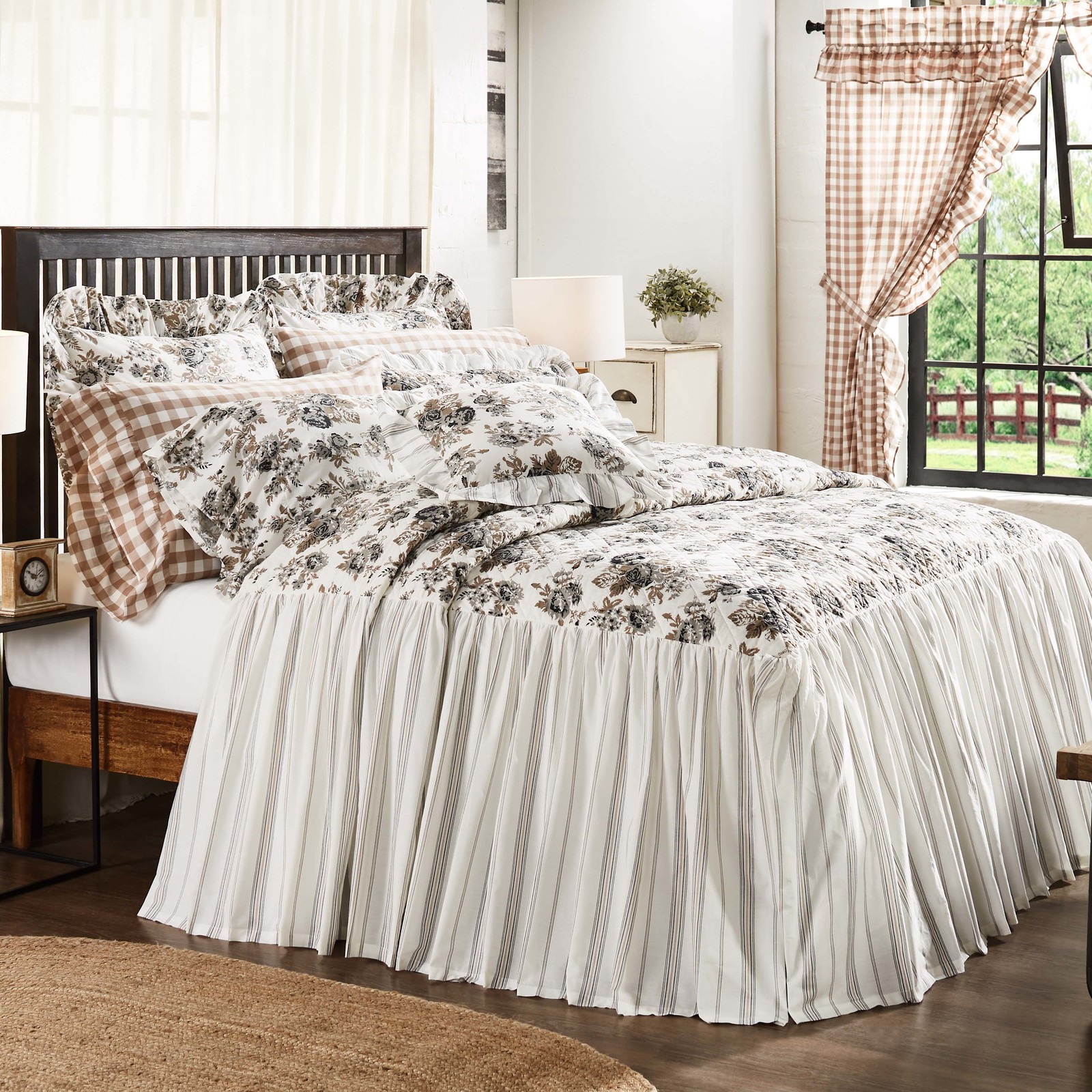 King Queen Twin Vhc Brands Annie Portabella Floral Ruffled Coverlet