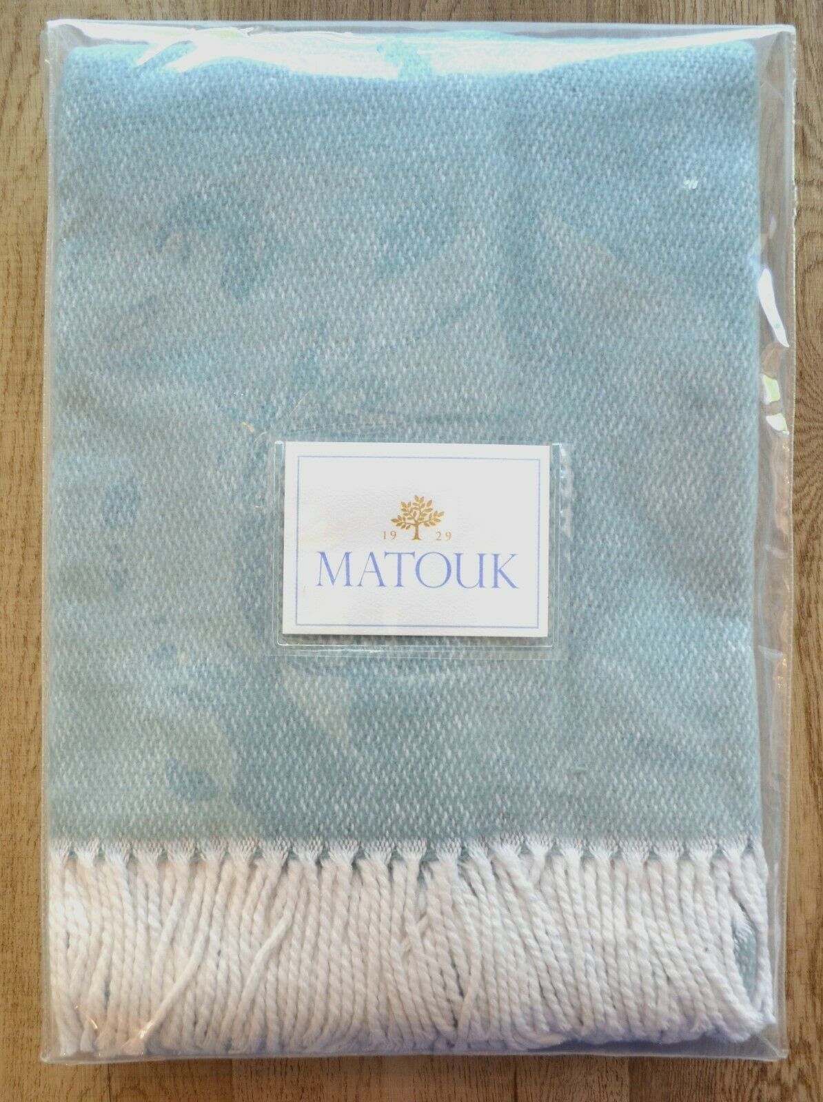 Matouk Pezzo Cerulean Blue Cotton Fringed Throw Blanket Blankets & Throws