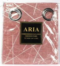 United Aria 74" X 84" Embroidered Faux Linen Berry Grommet Pairs 100% Polyester