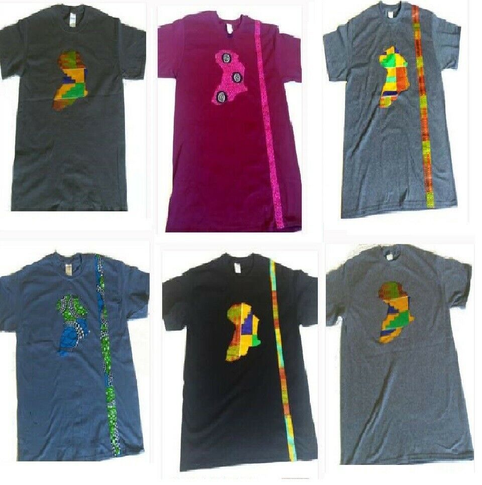 African Map Print Kente Ankara Quality T-Shirt M, L  XL - Choose Size