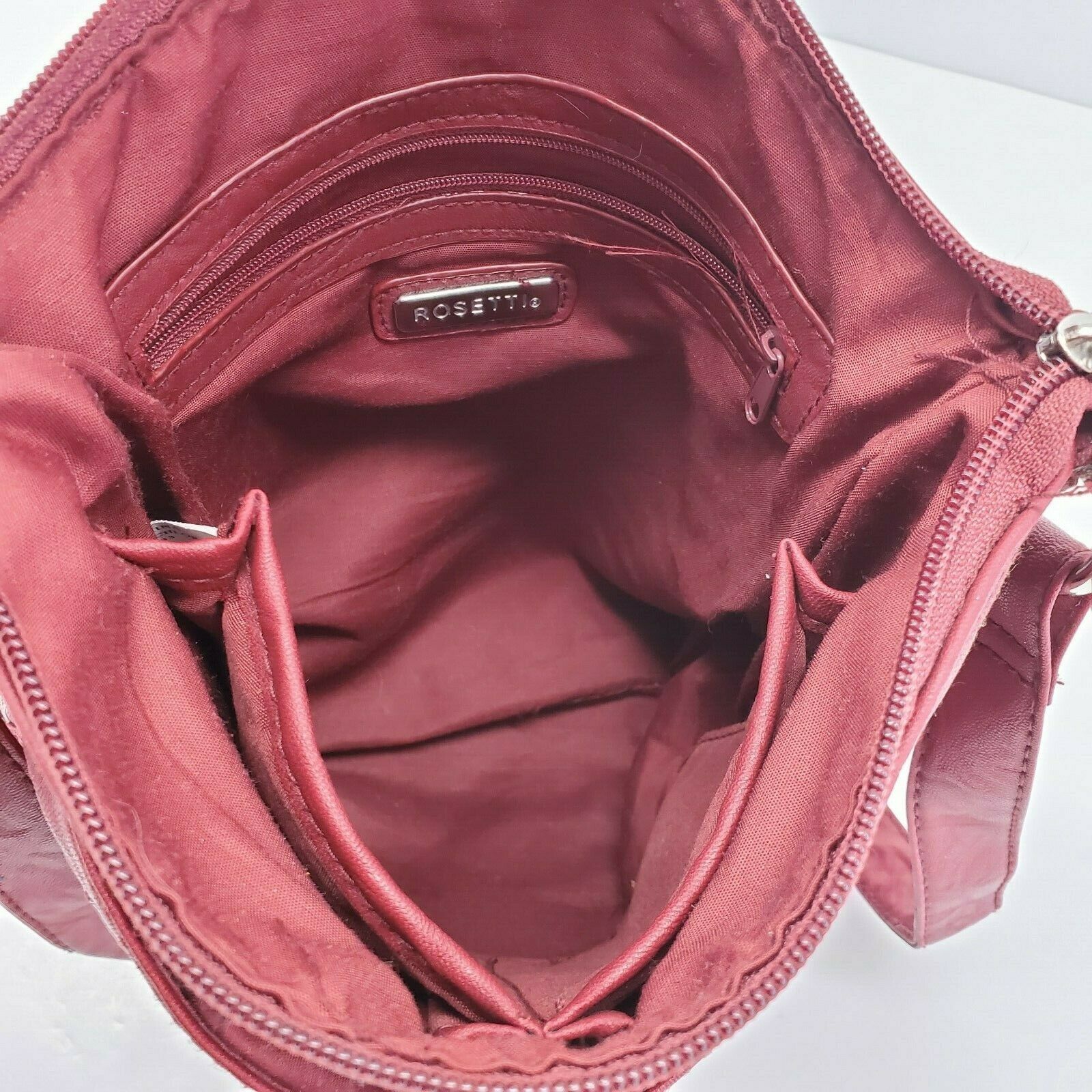 Rosetti Burgundy Red Organizer Cross Body Purse Adjustable Strap