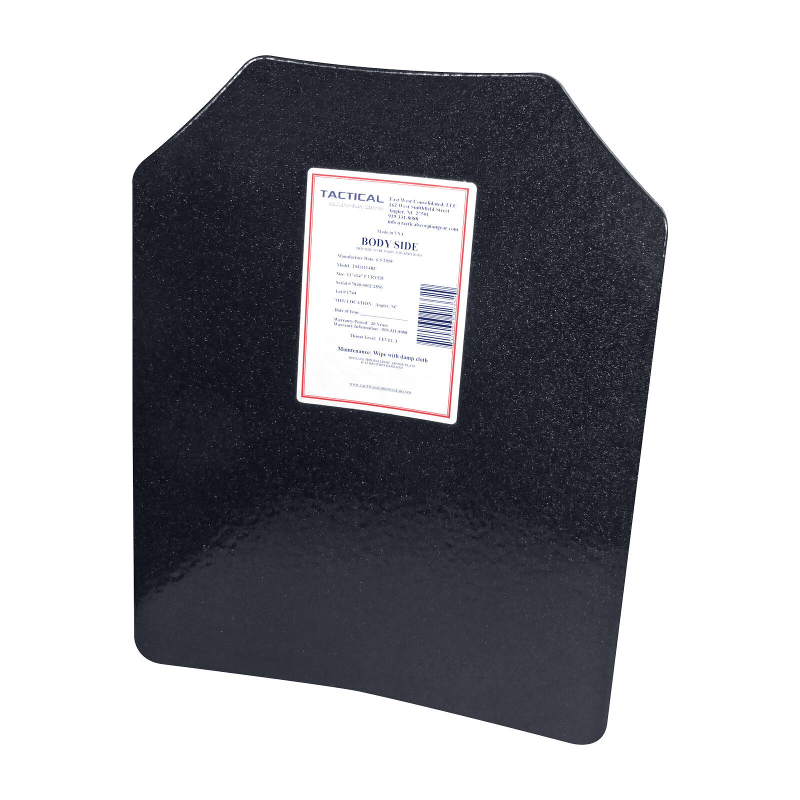 Level III AR500 Steel Body Armor 11x14 Flat Plate Coated - Quick Ship ...