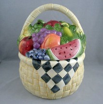 Susan Winget Cookie Jar Canister Summer Fruit Basket Certified Internati... - $25.69
