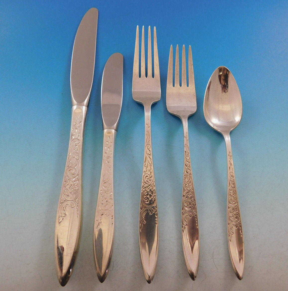 Primary image for White Paisley by Gorham Sterling Silver Flatware Service for 8 Set 45 pieces 