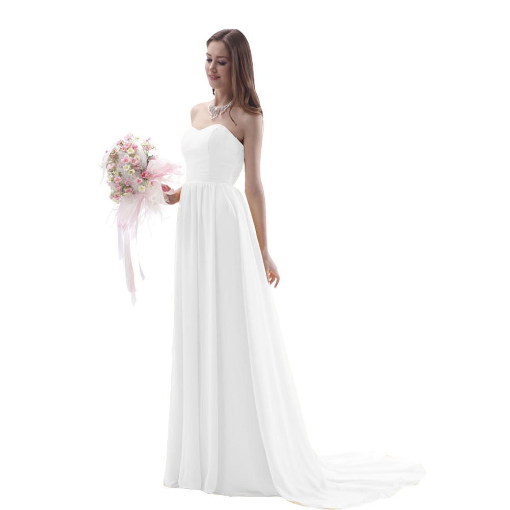 Kivary Women's Long Sweetheart Simple Prom Bridesmaid Dresses White US 14
