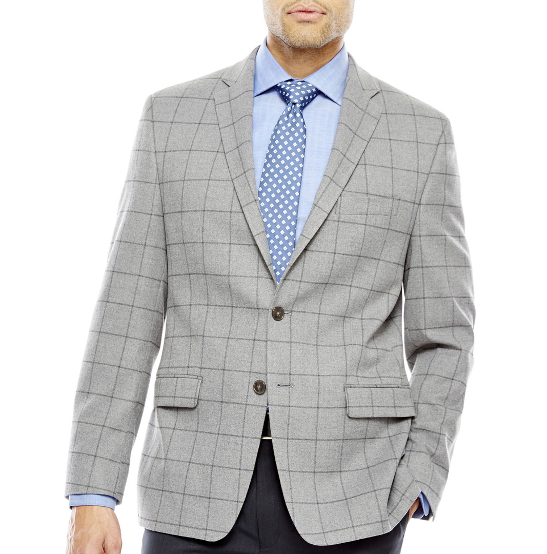 Michael Strahan Grey Windowpane Classic Fit Sport Coat 48reg 50reg 52reg 260 Suits And Suit 