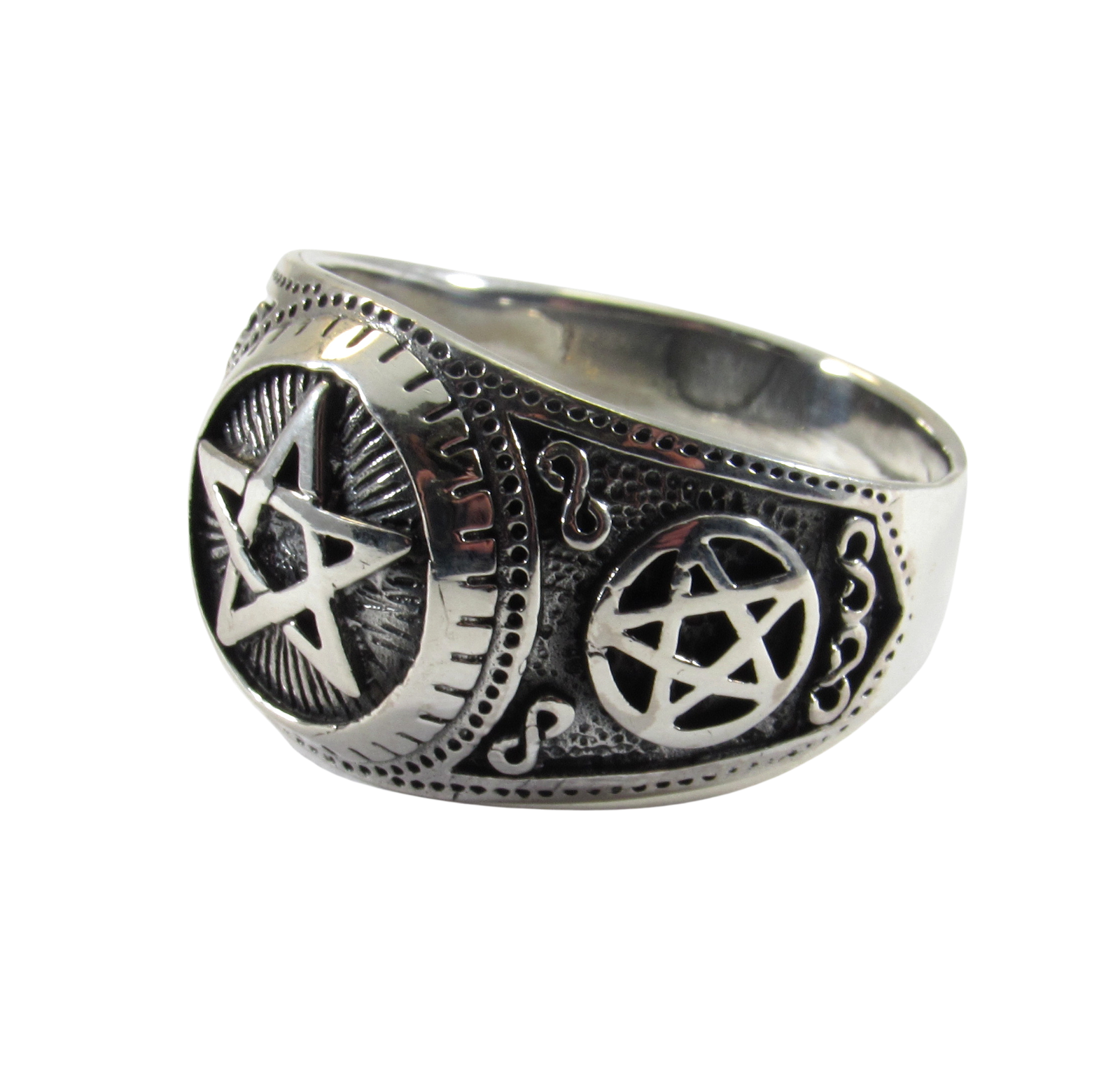 Handcrafted Solid 925 Sterling Silver Men's Pentagram Pentacle Ring