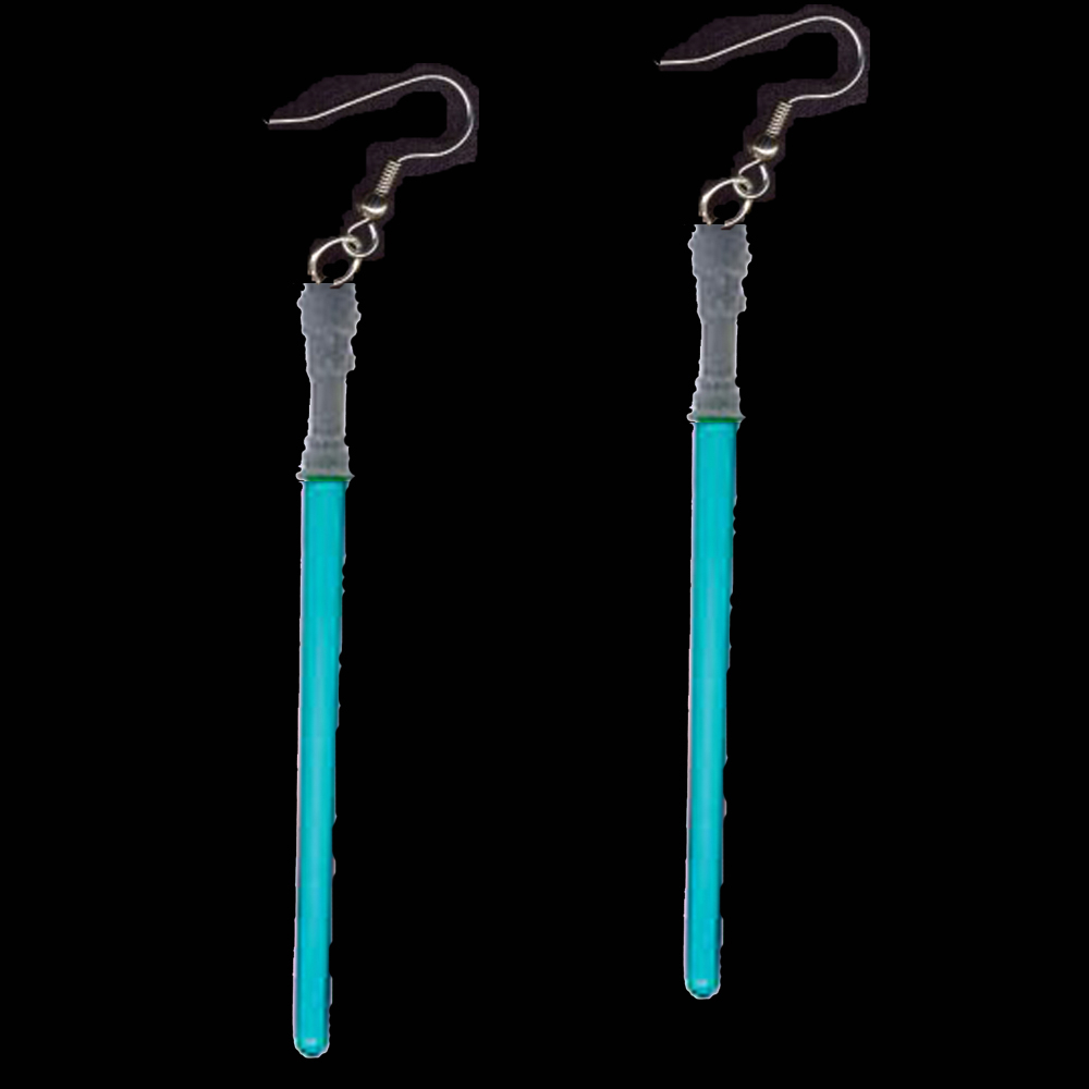 JEDI LIGHTSABER EARRINGS-Star Wars Funky Novelty Cosplay Costume Jewelry-BLUE - $5.97