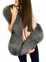 Blue Frost Fox Fur Stole 78' Saga Furs Big Collar Natural Colors Boa King Size image 5