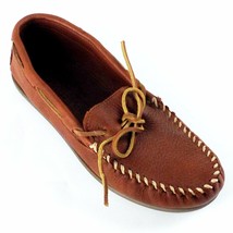 Minnetonka, Moccasin, Men&#39;s Carmel Deerskin Leather Shoes 918 - $89.99