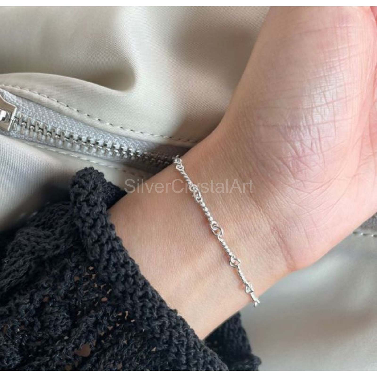 Fashion Twisted Chain 925 Sterling Silver Bracelet
