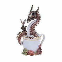 Hot Chocolate Whipped Cream Foam Beverage Dragon In Cup Statue Fantasy D... - $39.99