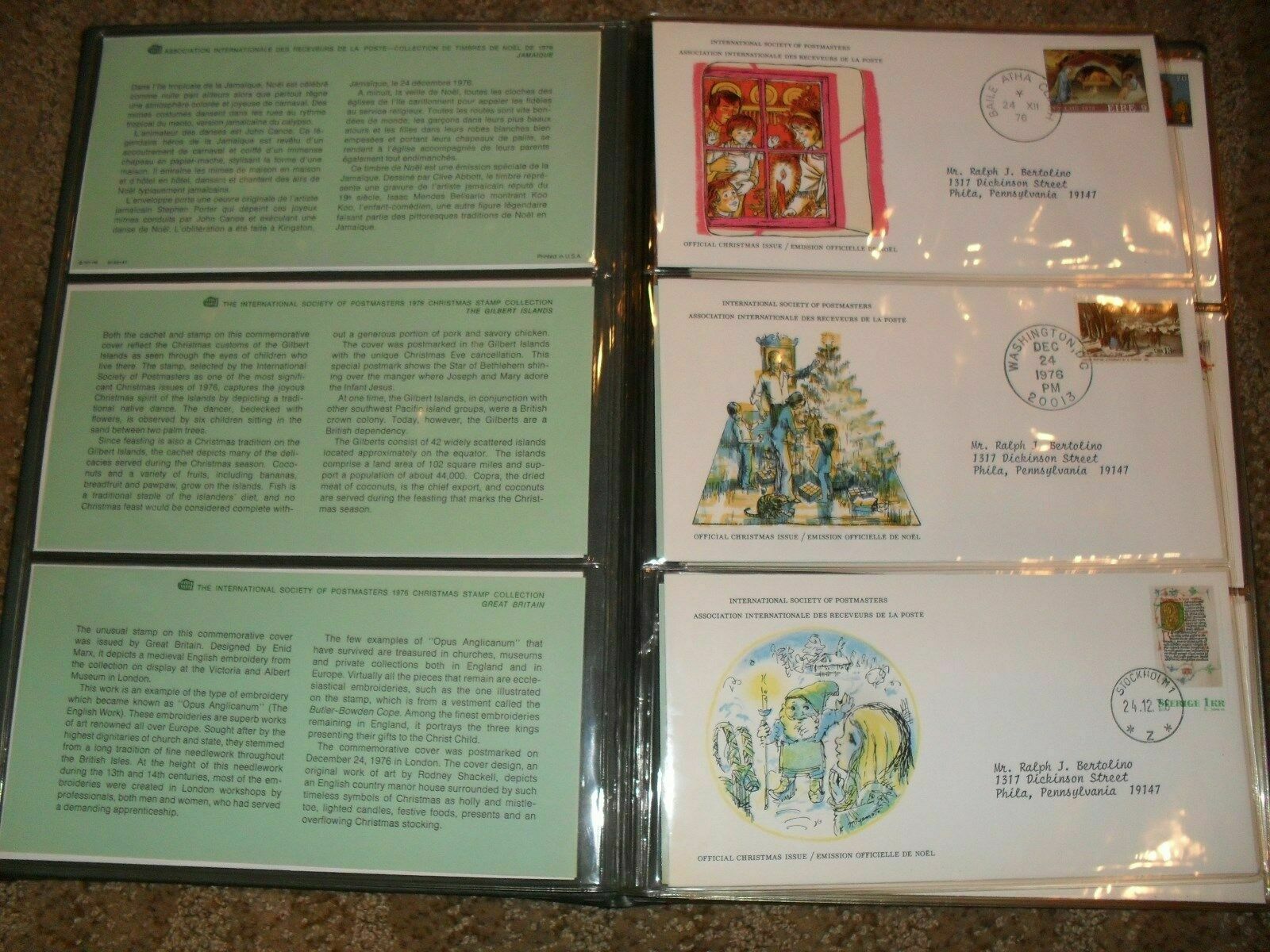 signed dated 1976 int'l official cancelled card postage stamp