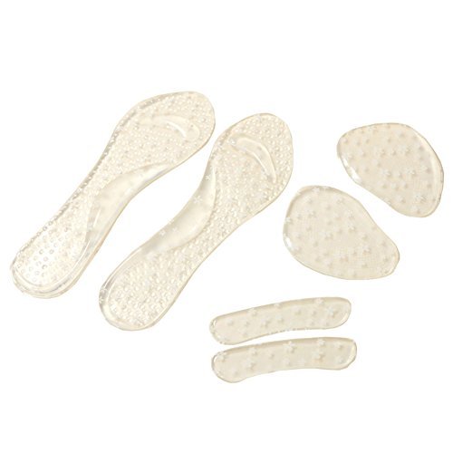 6Pcs Soft Silica Gel Shoe Pads Cushion Insert High Heel Insole Set, White Flower