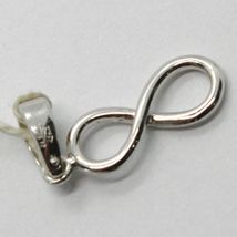 18K WHITE GOLD PENDANT CHARM INFINITY INFINITE, MADE IN ITALY 0.8 INCHES, 20 MM image 3