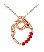 Mother and Child Pendant Lab Ruby Gemstone Sterling Silver Necklace 18&quot; ... - $23.32