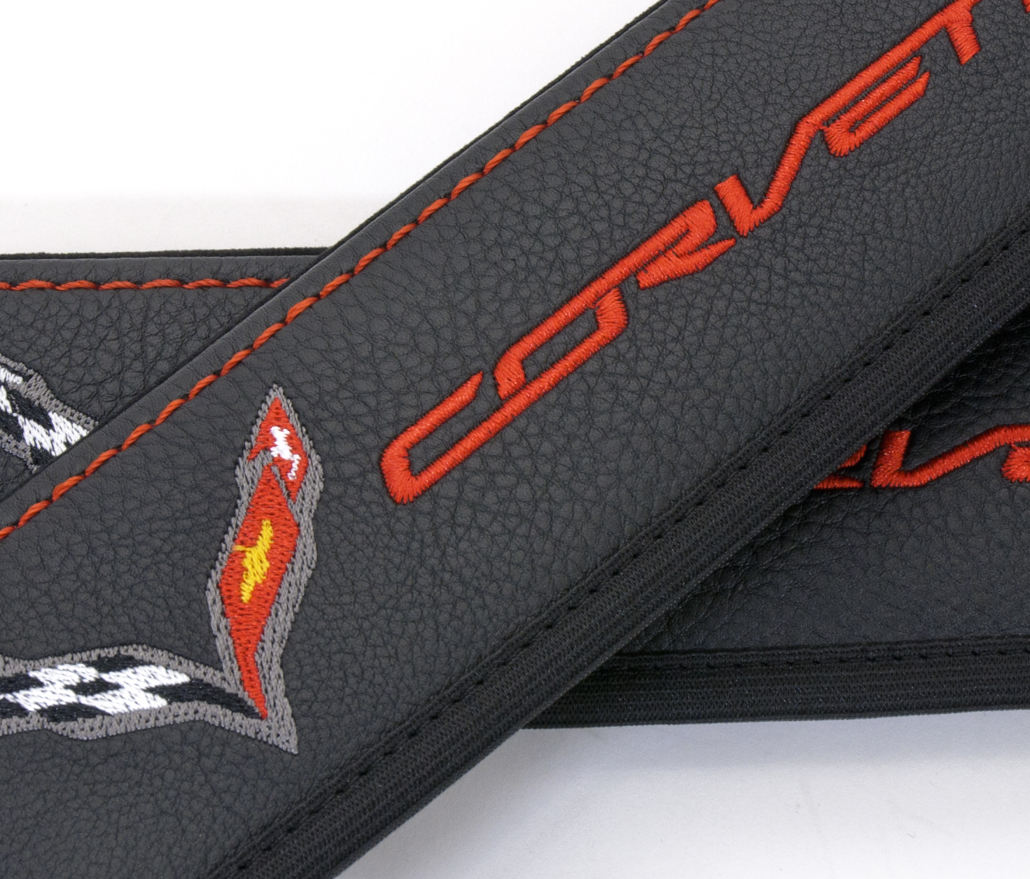 Car Seat belt Shoulder Pads fits Chevrolet Corvette C7 Black Leather