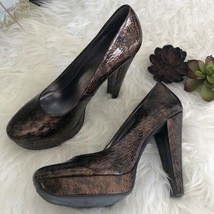 Calvin Klein brown patent crocodile Carley heels - $52.47