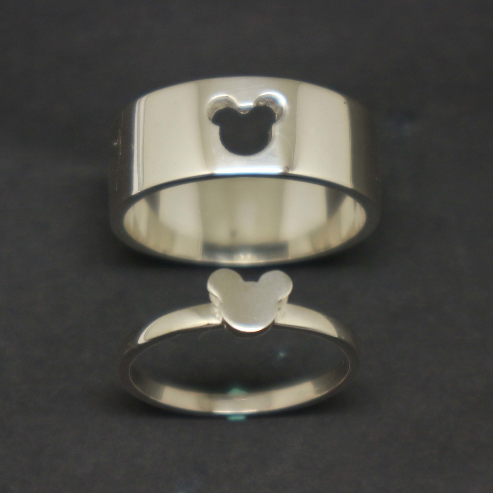 925 Silver Mickey Mouse Matching Promise Couple Ring