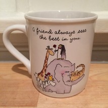 Hallmark Friends Coffee Mug "A Friend Always Sees the Best in You" Zoo Animals - $11.88