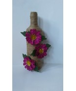 Decorated Wine Bottle Twine Wrapped Wine Bottle With Purple Flowers - $5.94
