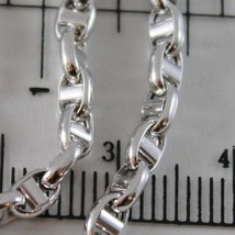 18K WHITE GOLD CHAIN NECKLACE SAILOR'S NAVY LINK 3 MM 19.70 INCHES MADE IN ITALY image 2